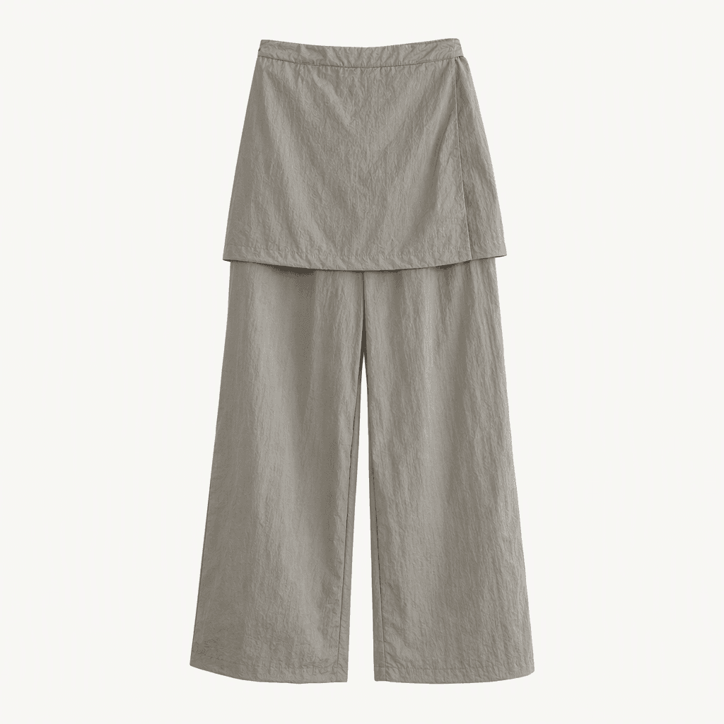 ASKhaki 나일론 스커트 레이어드 팬츠 카키