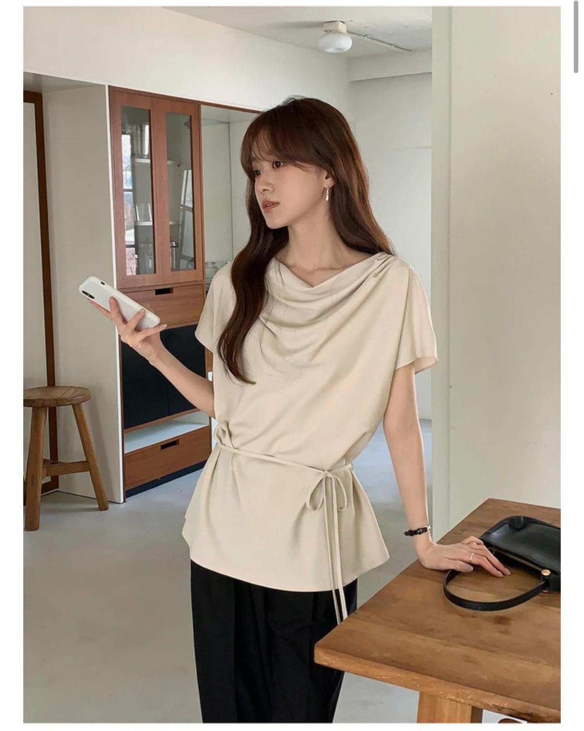 메리어라운드 베이지 드레이프 블라우스 2
