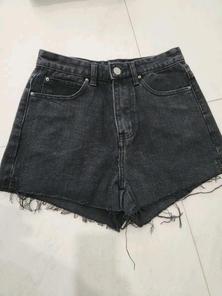 블랙 데님 반바지 컷팅 숏팬츠s사이즈 2