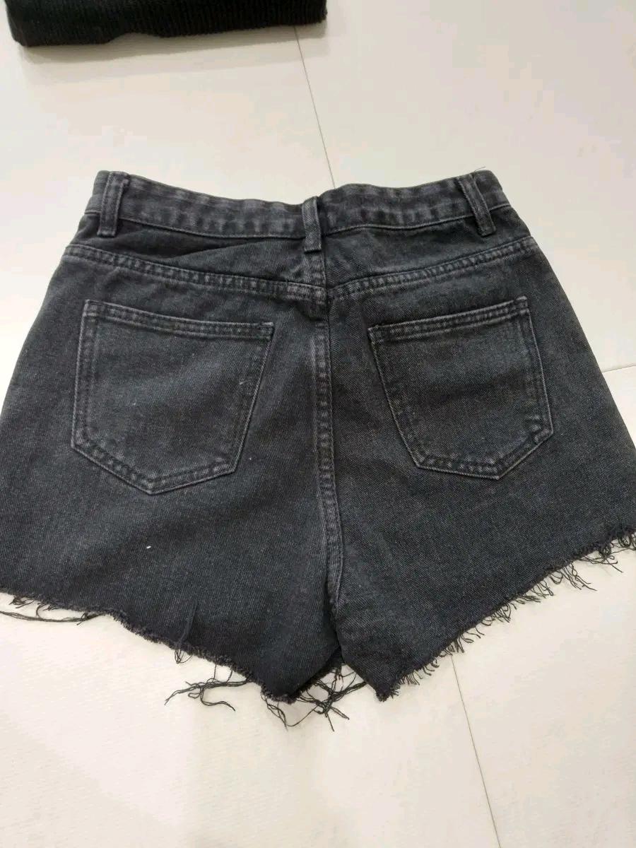 블랙 데님 반바지 컷팅 숏팬츠s사이즈 3
