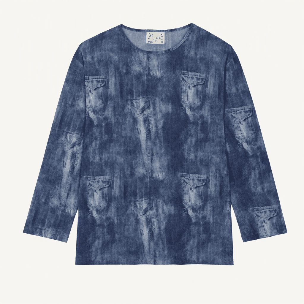 노 엑스트라 터치 (효키) 데님 프린티드 메쉬 티셔츠