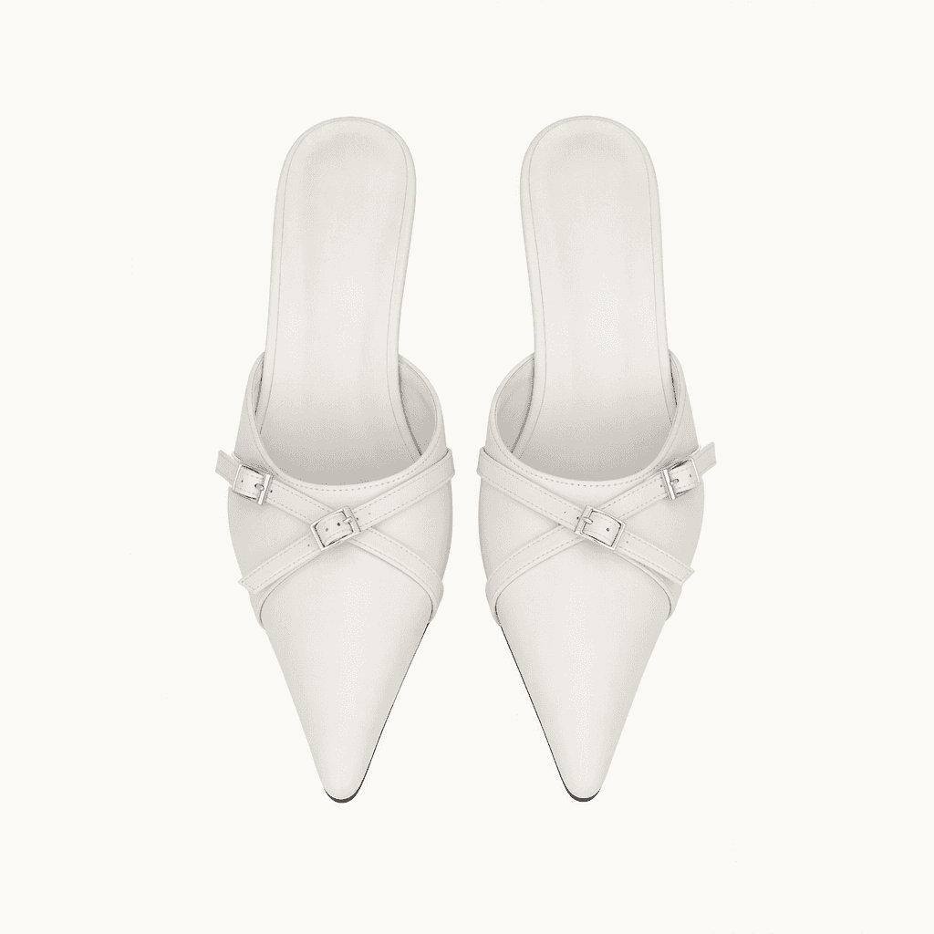@298 화이트 250-스틸레토 6cm 뮬-새상품