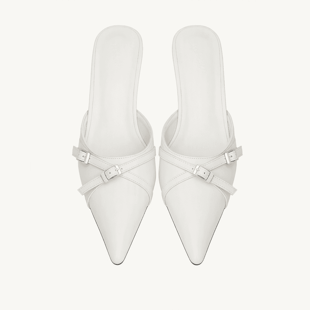 @298 화이트 235-스틸레토 6cm 뮬-새상품
