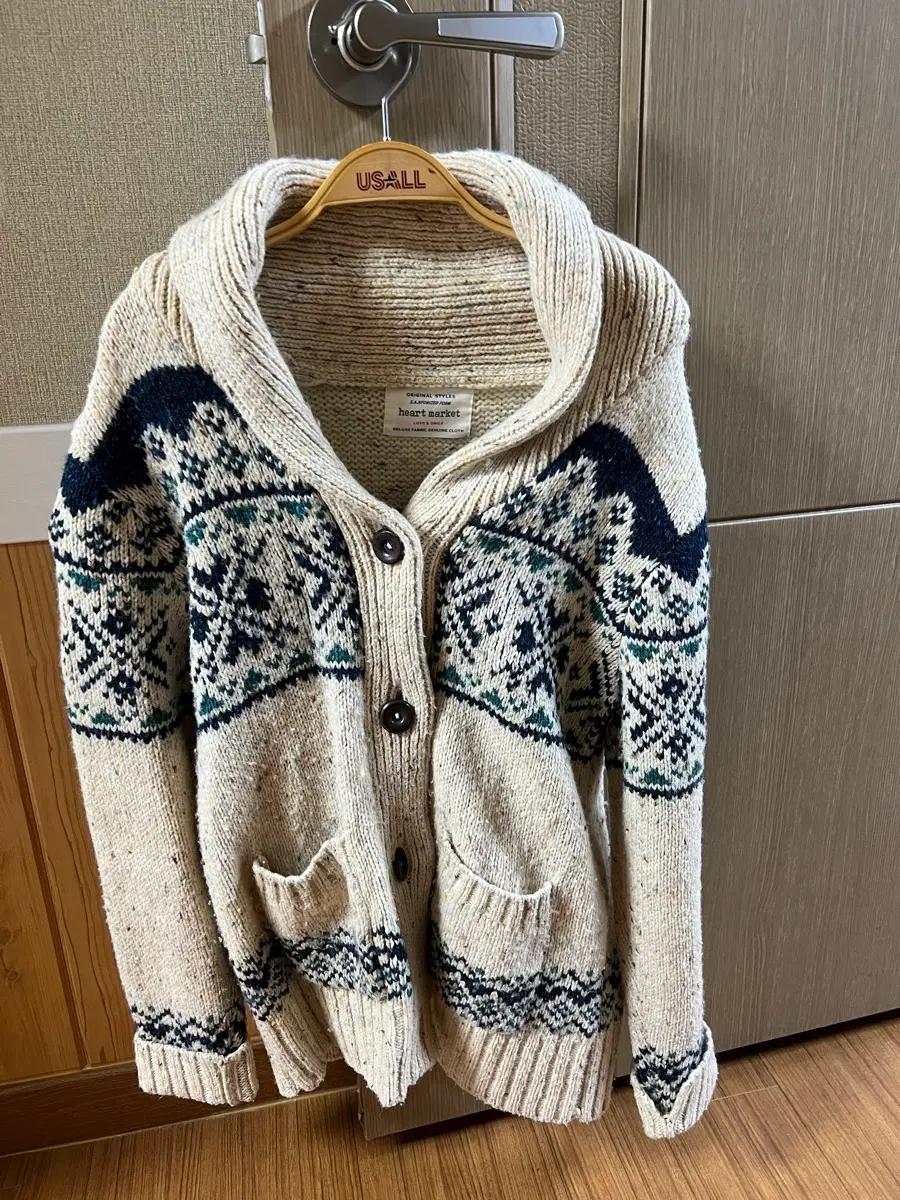 여성 빈티지 노르딕 패턴 가디건 아이보리 모리걸룩 2