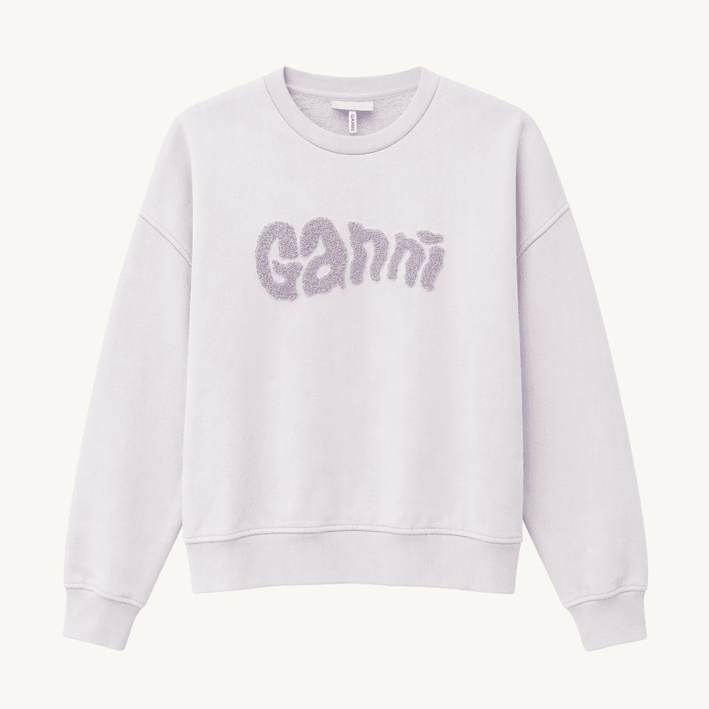 20s M Ganni 가니 연보라색 로고 안감기모 맨투맨 C909