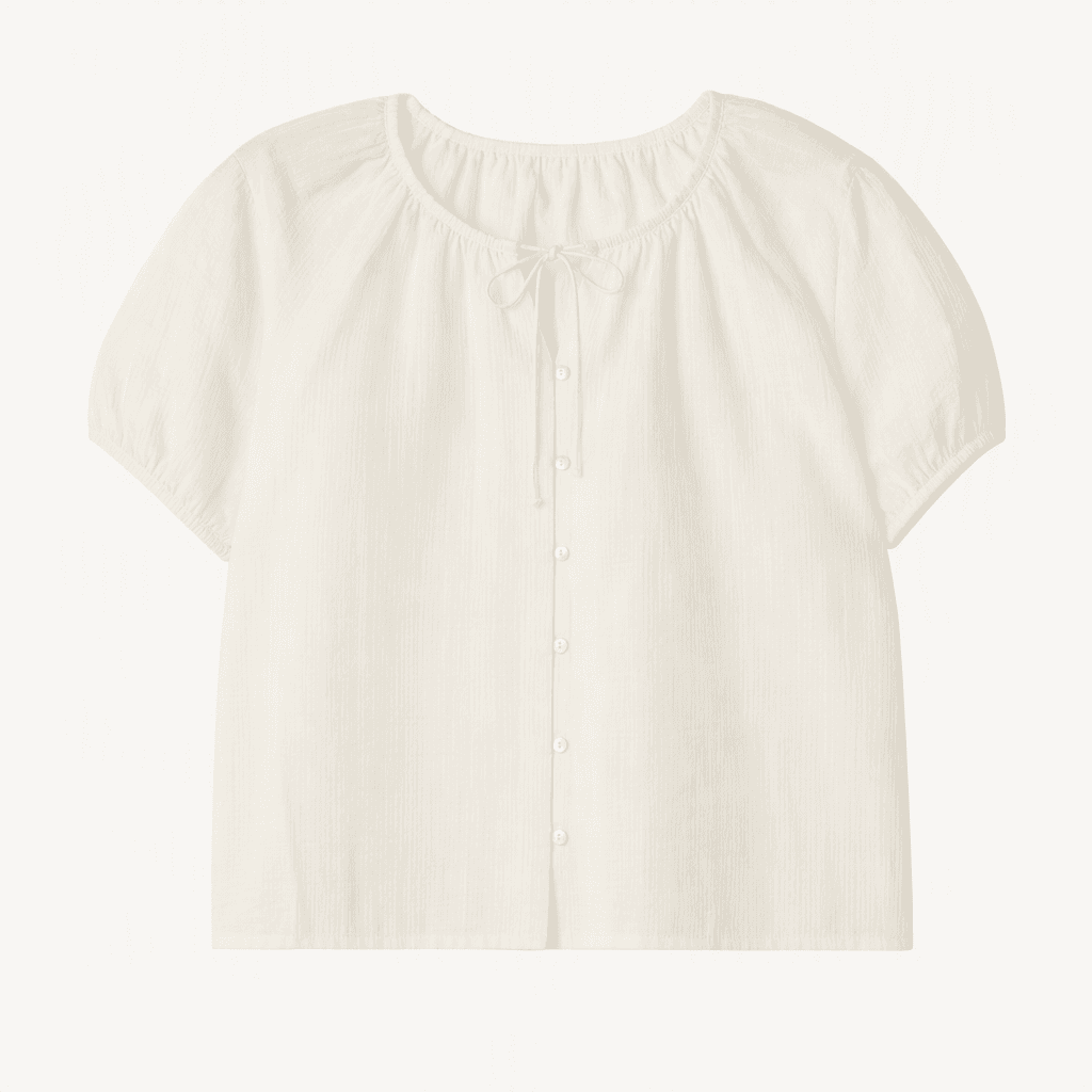 유라고 elena puff half sleeve blouse 아이보리