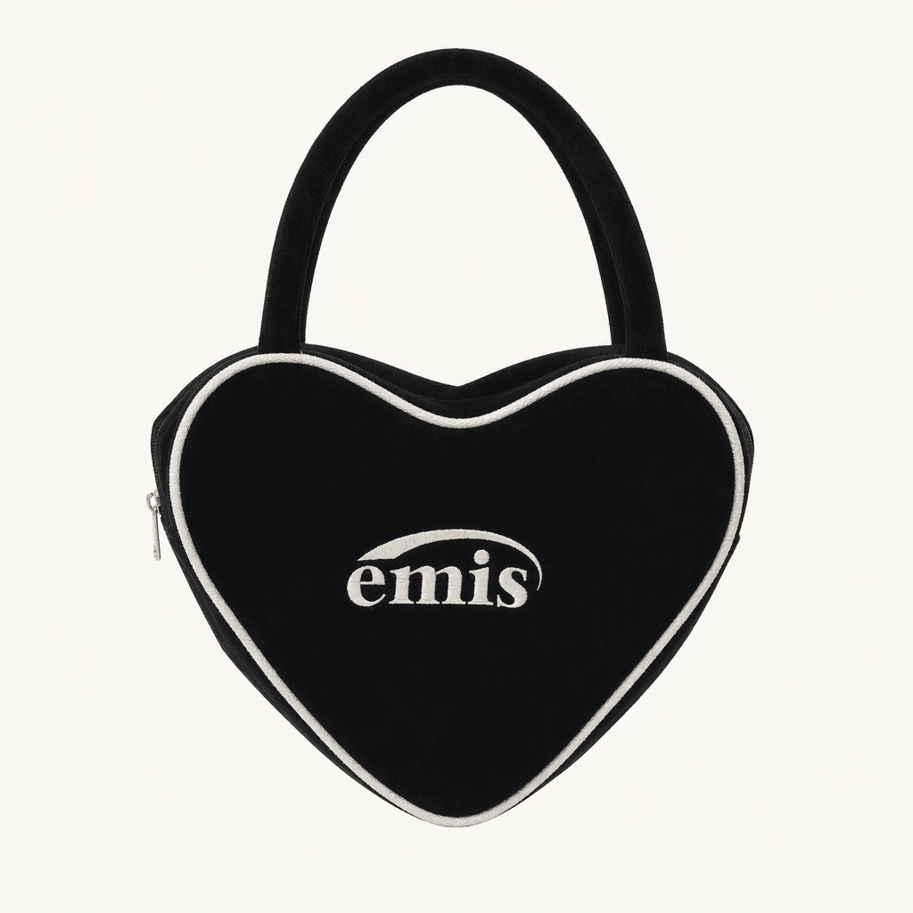 Emis Velour Heart Tote Bag Black 이미스 가방