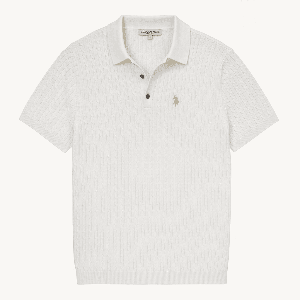 U.S. POLO ASSN. 케이블 반팔 니트 티셔츠
