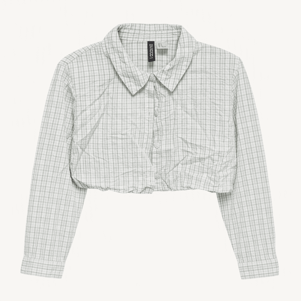 H&M 디바이디드 체크 크롭 셔츠 블라우스