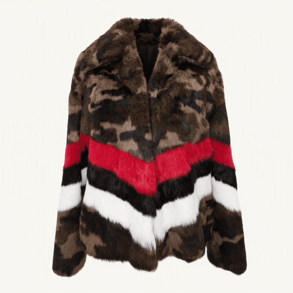 MSGM 밀라노 카모플라쥬 레드 배색 퍼코트
