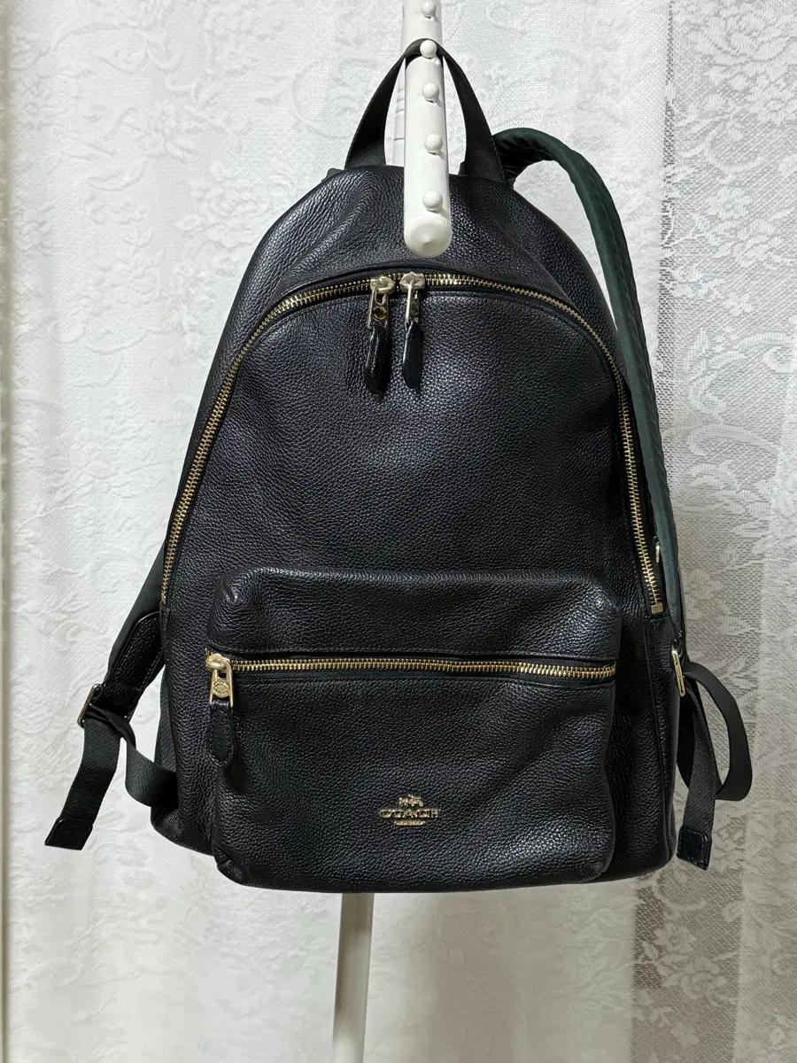 COACH 코치 레더 지퍼 백팩 블랙 2