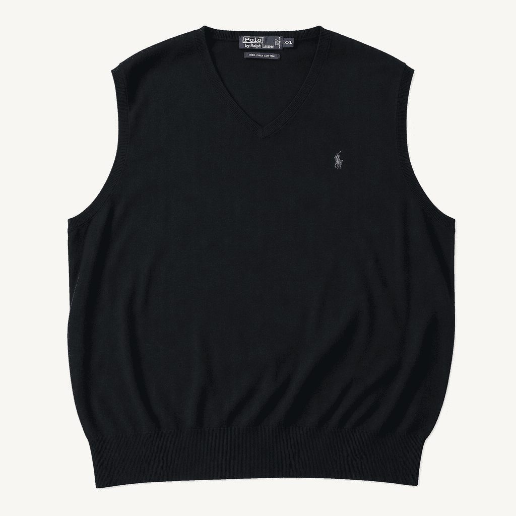 CC026 2XL 폴로 00s 피마코튼 블랙 V넥 니트 조끼 베스트