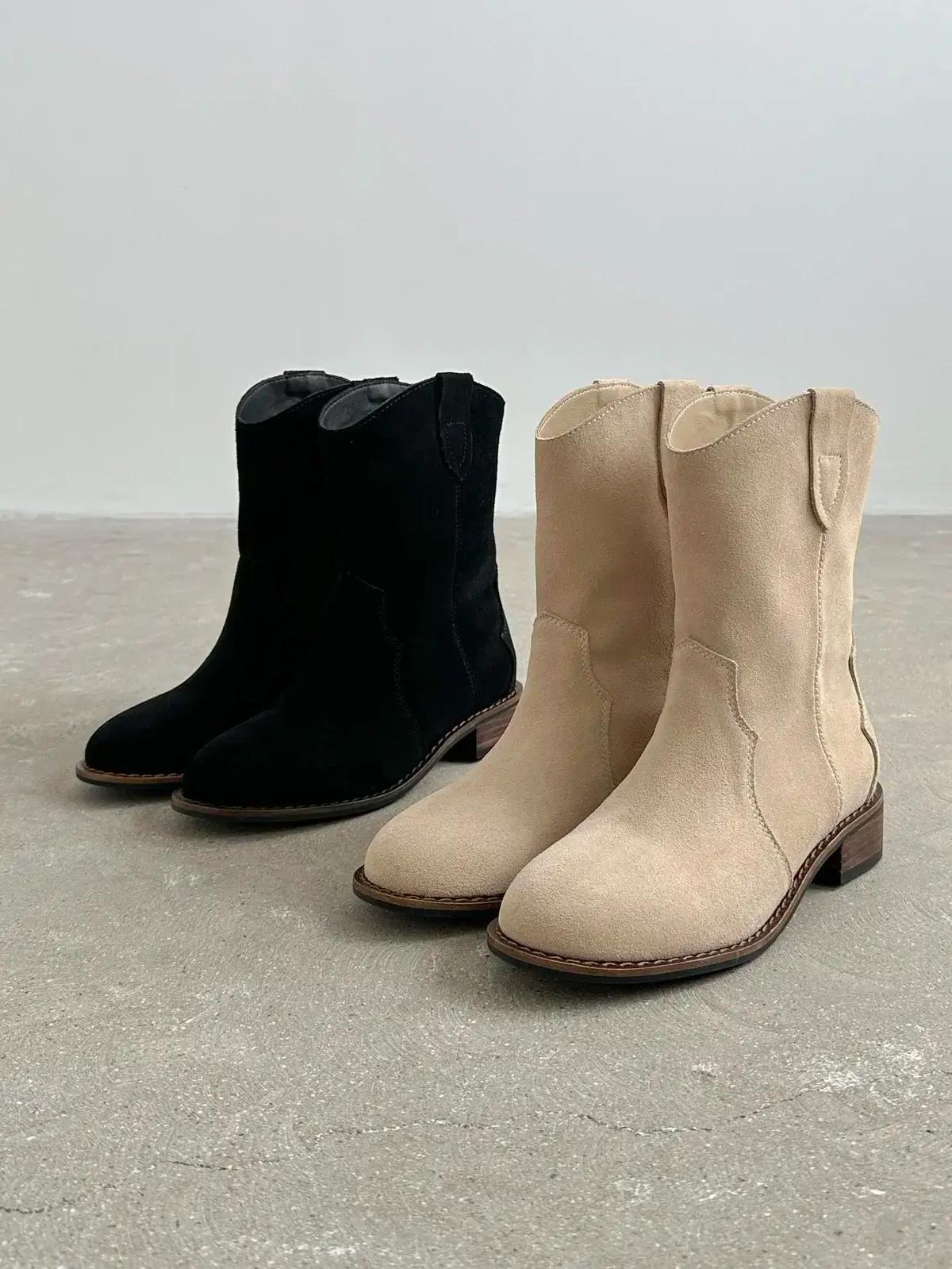 @세일 9465 베이지 240-소가죽 미들부츠 3.5cm 소프트 숏부츠-새상품 12