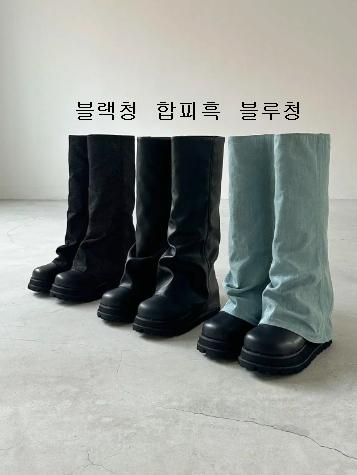 @세일 9491 합피흑 240-통굽 폴드오버 부츠 5.cm 투톤 워머 롱부츠-새상품 3