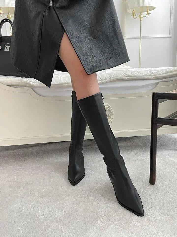 @세일 9442 베이지 235-빈티지워싱 5.5cm 롱부츠-새상품 6