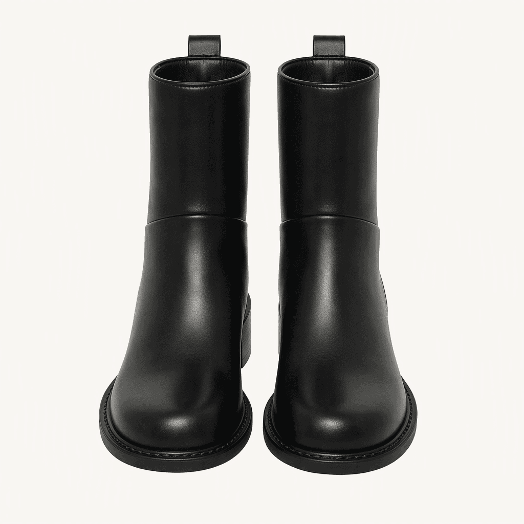 @세일 339 블랙 245-큐트 둥근토 4cm 사선 멜팅 숏부츠-새상품