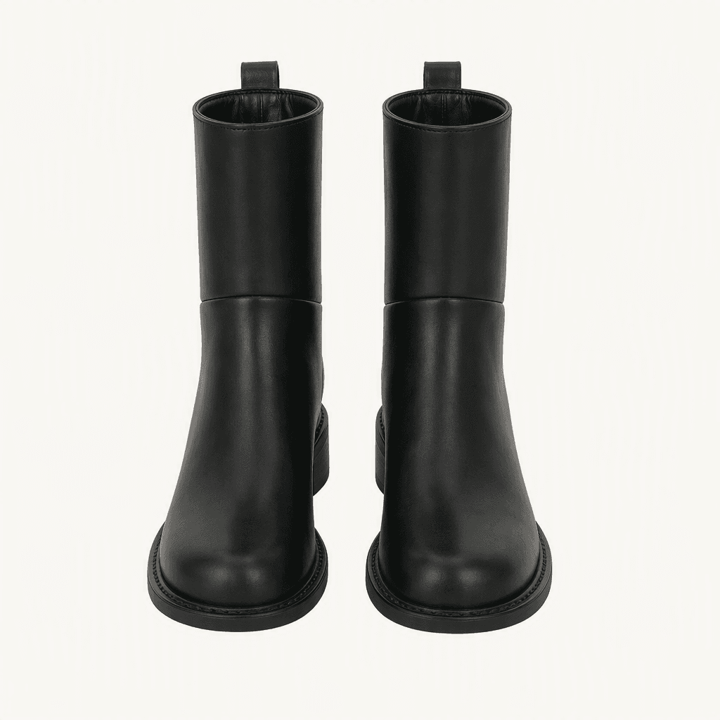 @세일 339 블랙 235-큐트 둥근토 4cm 사선 멜팅 숏부츠-새상품