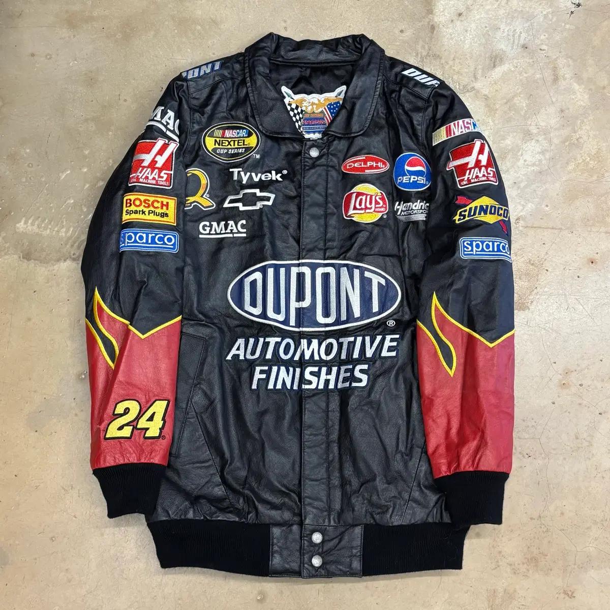 2XL 듀퐁 24번 제프 고든 NASCAR 레이싱 가죽 자켓 3
