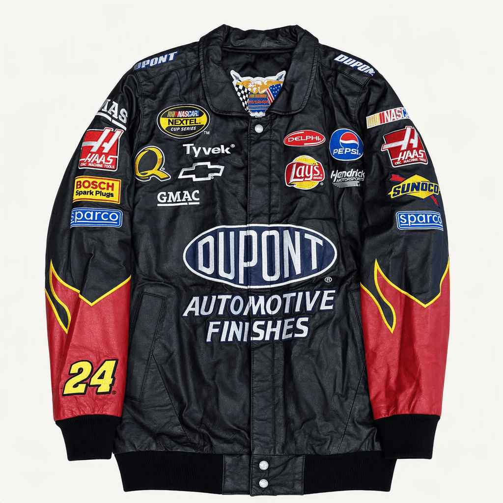 2XL 듀퐁 24번 제프 고든 NASCAR 레이싱 가죽 자켓