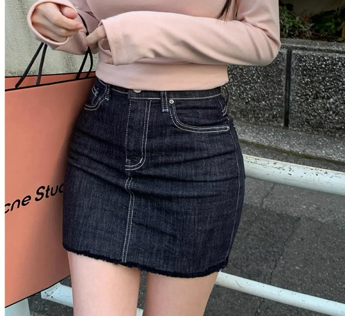 파스텔타임 생지 데님 미니스커트 새상품 2
