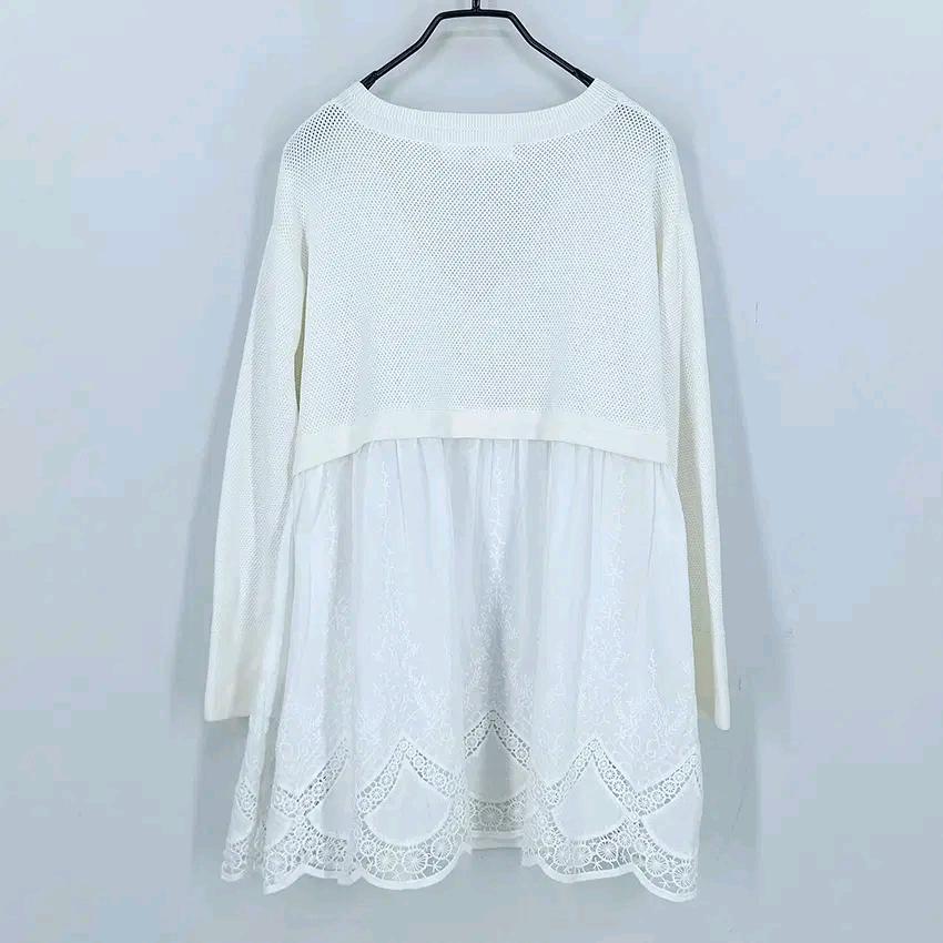 오즈세컨 여 춘추 딥V 루즈핏 8부소매니트 아이보리85 (HU43955) 3