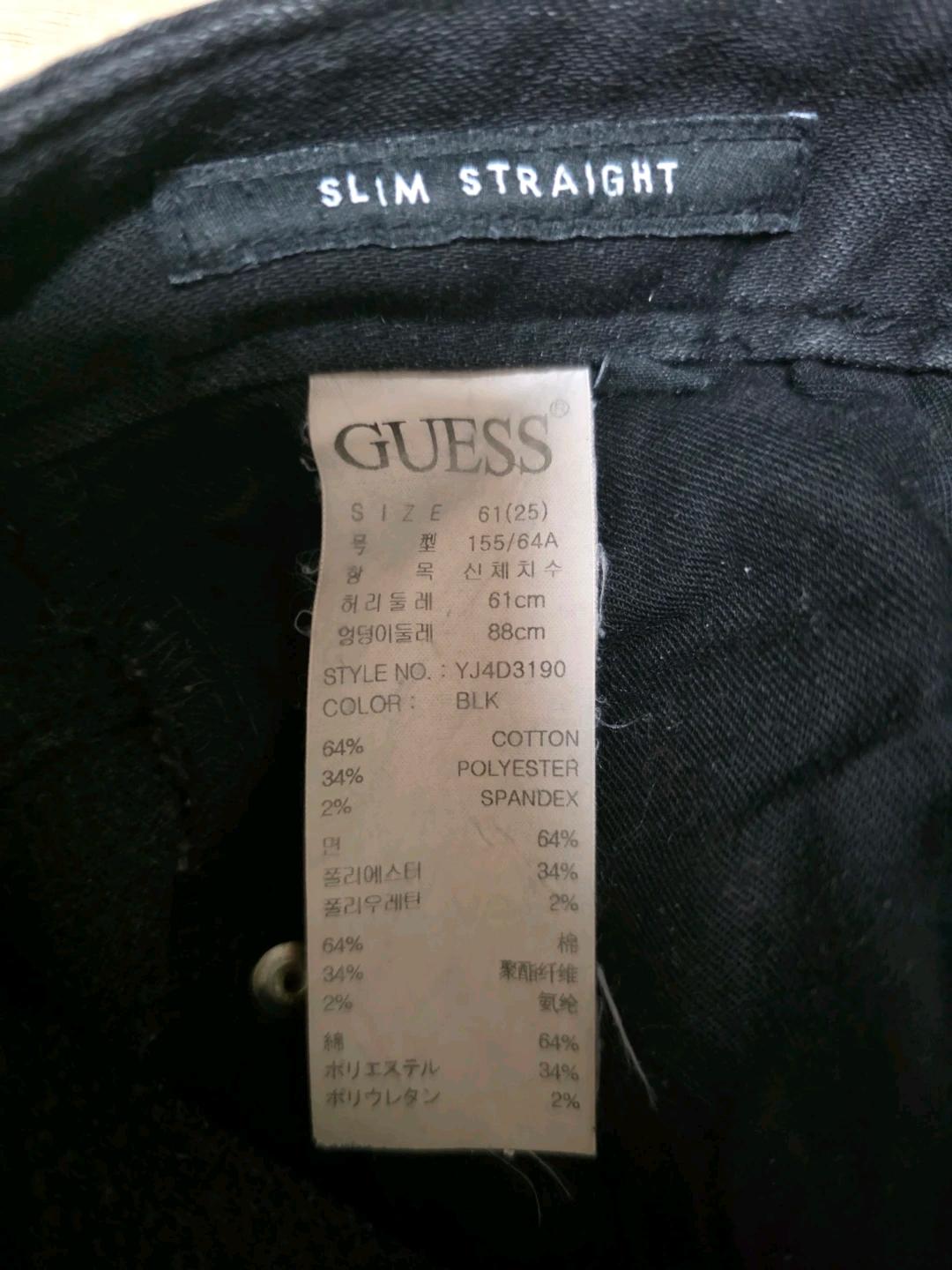 GUESS 블랙 슬림 스트레이트 청바지 25 4