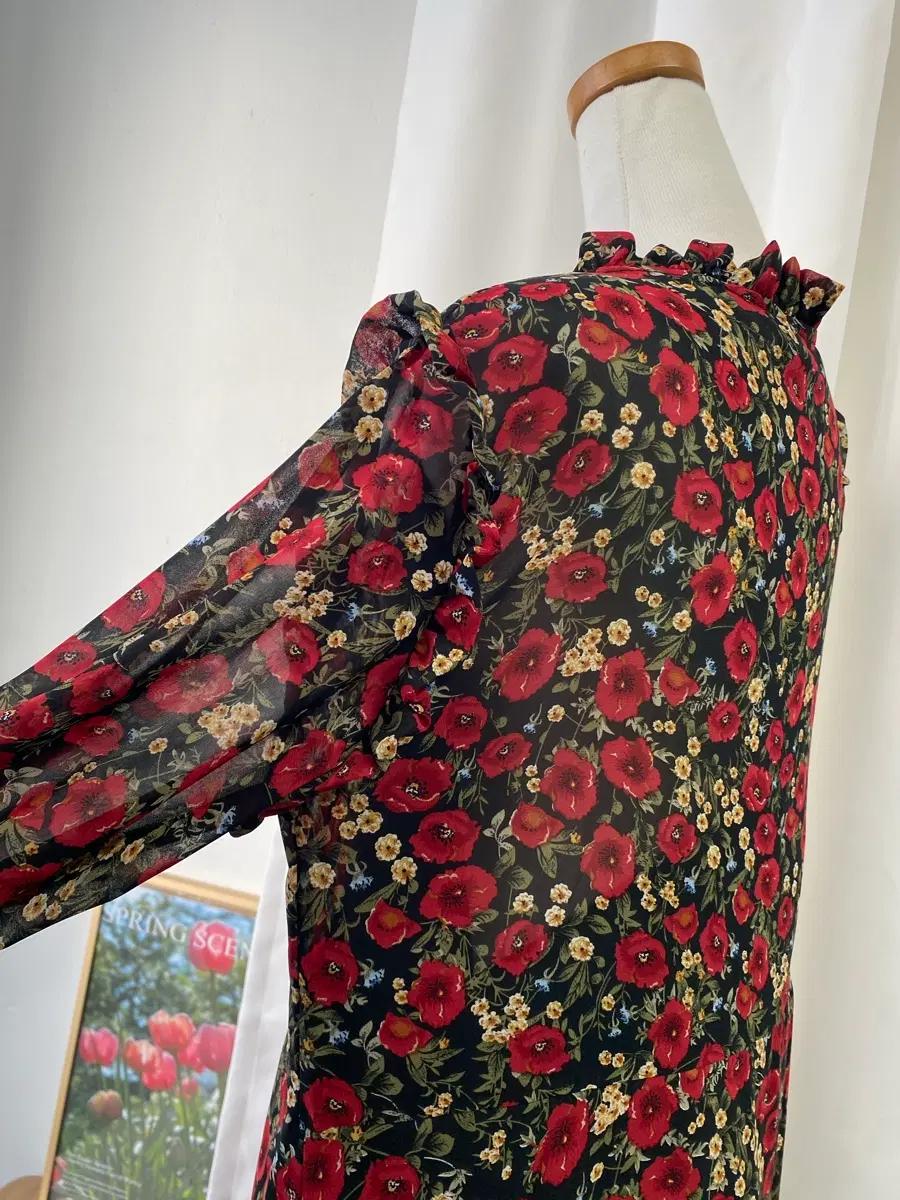 쉬폰 장미 플라워 롱원피스 4
