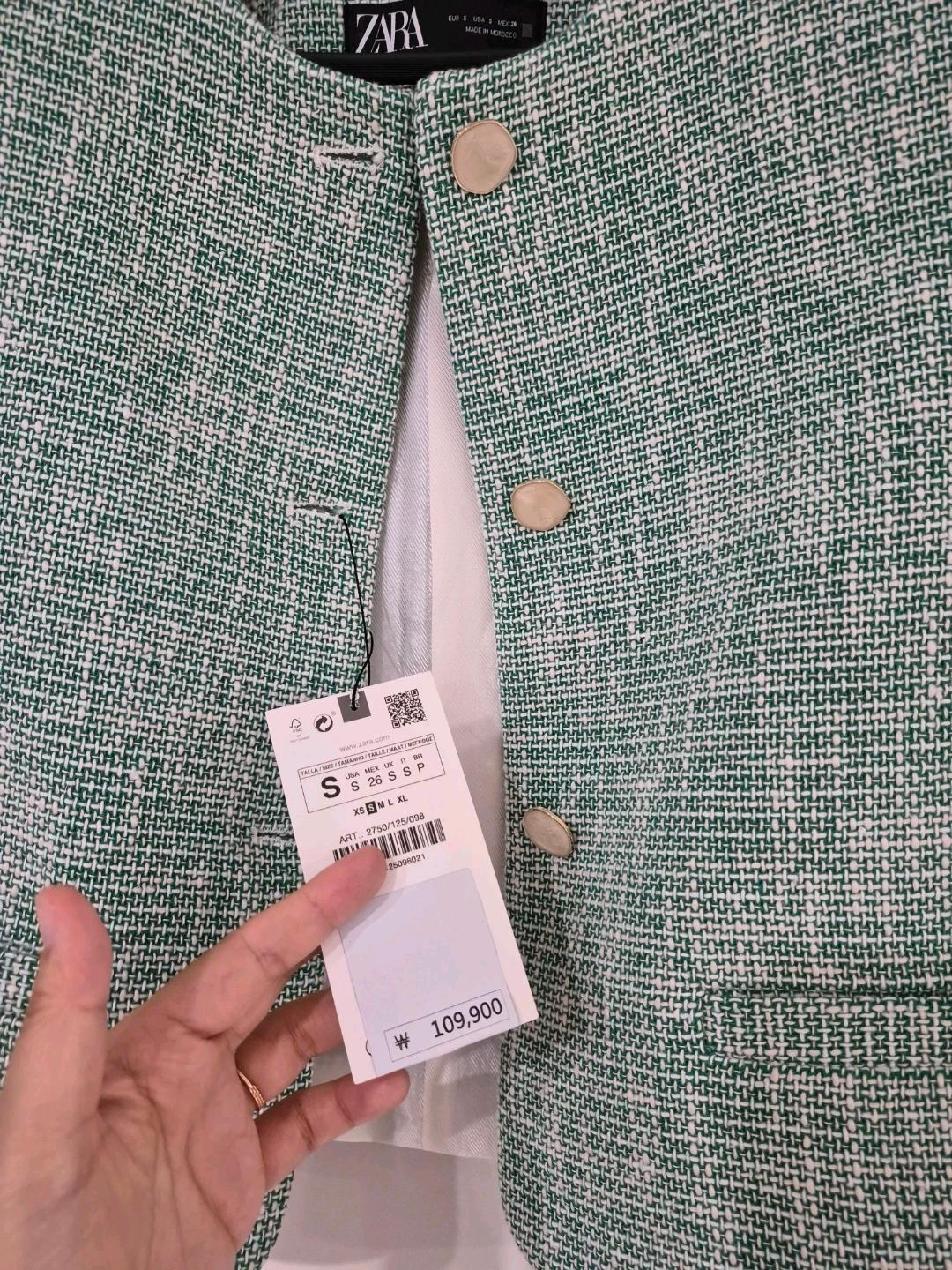 [미착용 택O.새상품/자라 ZARA) 텍스처 트위드 크롭 자켓 3