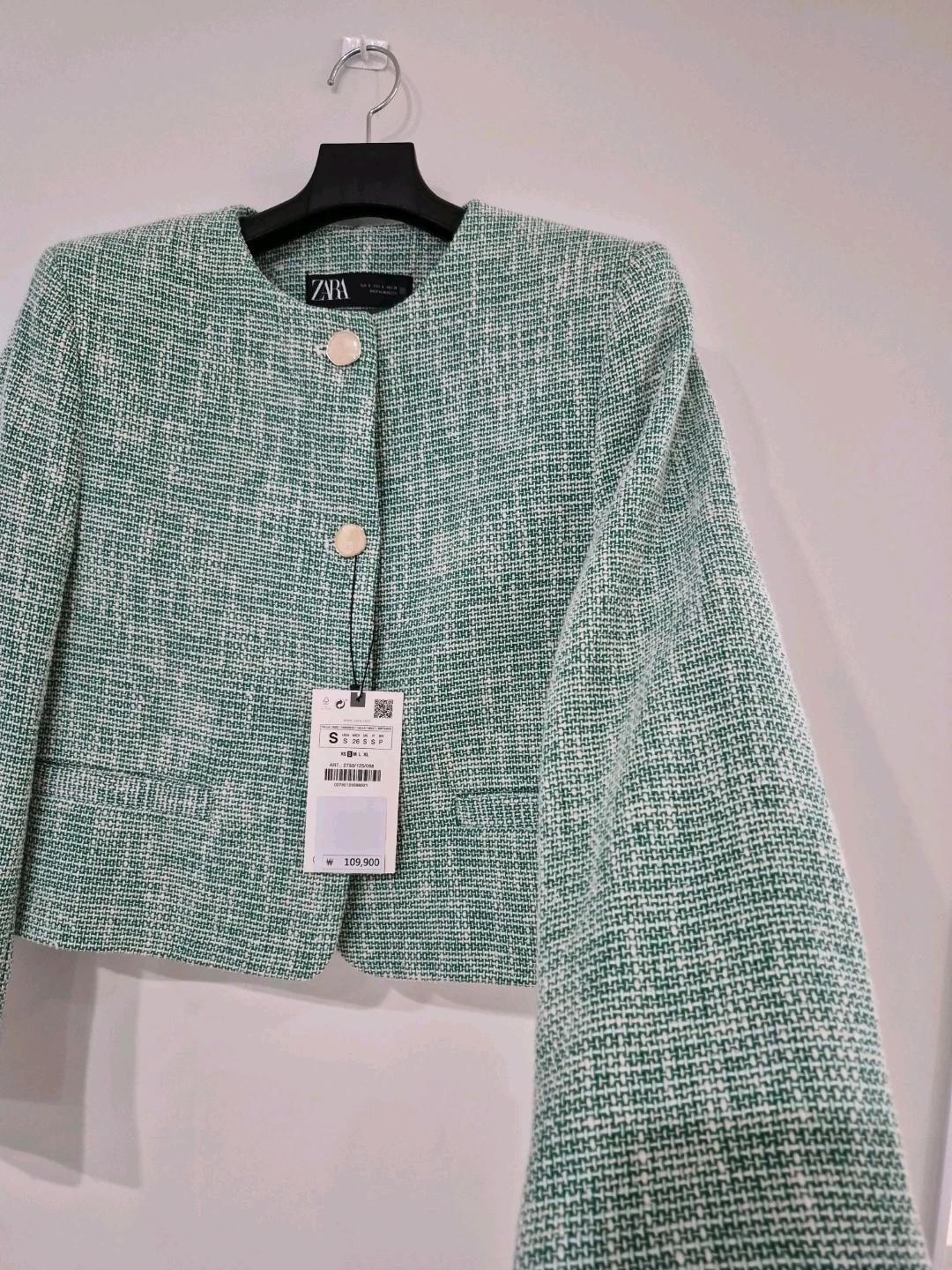 [미착용 택O.새상품/자라 ZARA) 텍스처 트위드 크롭 자켓 7