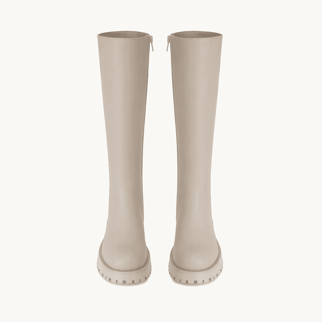 @세일 9403 베이지 245-무광 4cm 롱부츠-새상품 착용컷