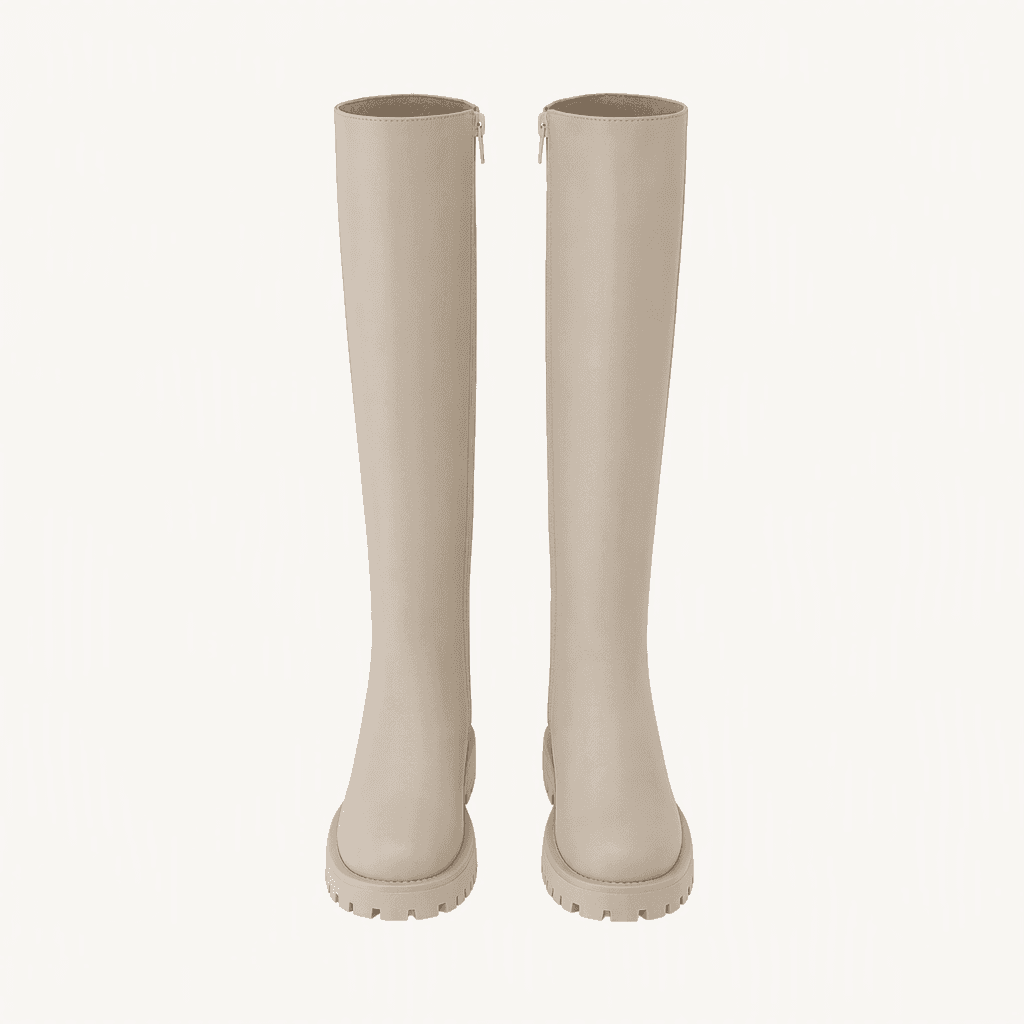 @세일 9403 베이지 240-무광 4cm 롱부츠-새상품 착용컷