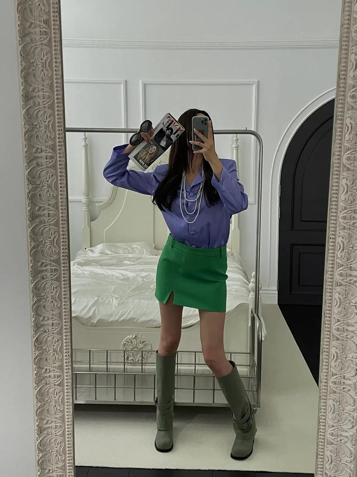 @세일 9452 민트 225-폴드오버부츠 5.5cm 폴딩부츠-새상품 5