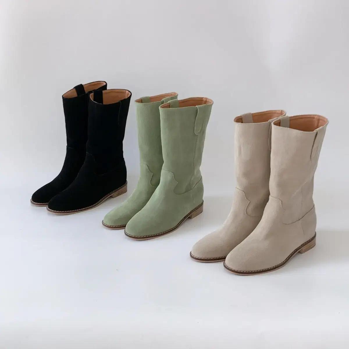 @세일 289 베이지 225-소가죽 3cm 웨스턴 미들부츠-새상품 13