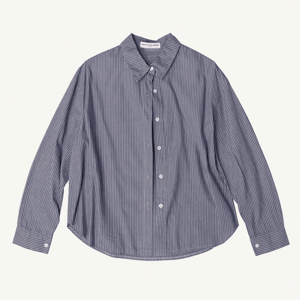 PUREDA 퓨레다 면 100 스트라이프 셔츠 착용컷