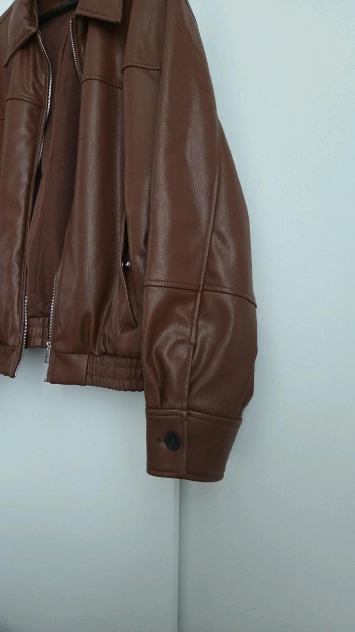 자라 브라운 페이크 레더 보머 재킷 5