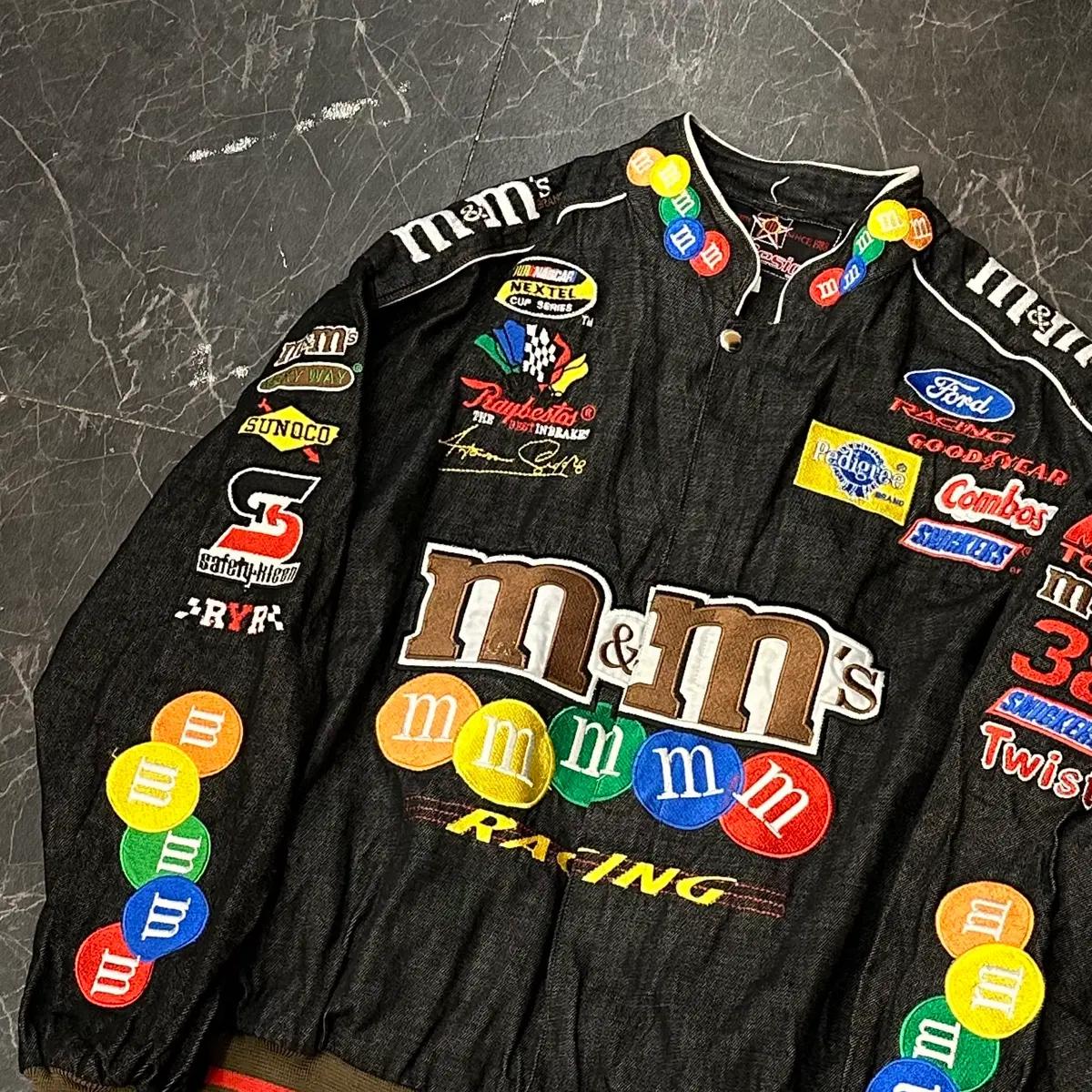 L 빈티지 M&M 로고 블랙 레이싱 자켓 2
