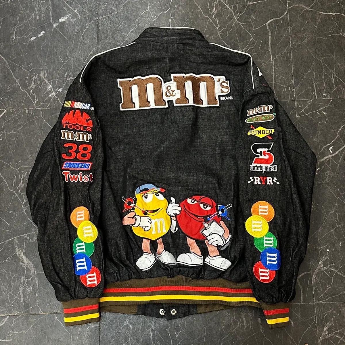 L 빈티지 M&M 로고 블랙 레이싱 자켓 4
