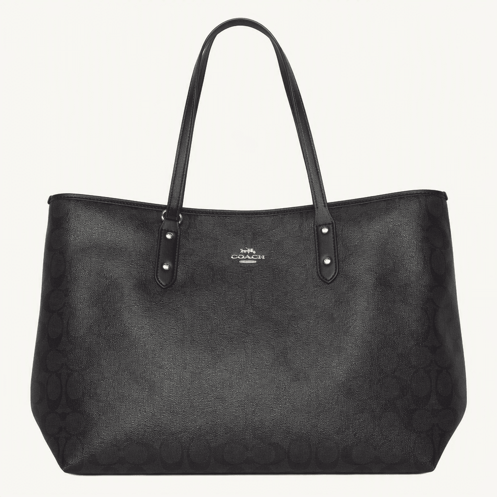 코치 시그니처 로고 토트백 차콜 블랙