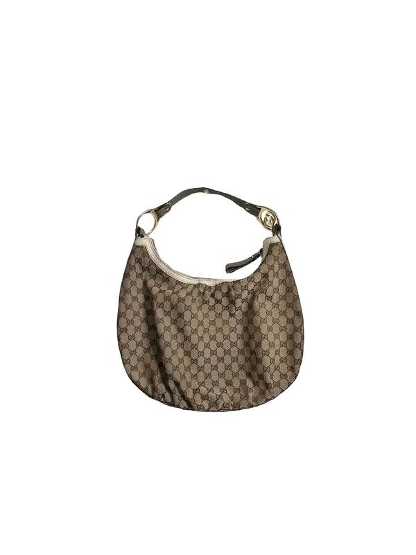 GUCCI GG Canvas Twins Large Hobo Beige Ivory 2