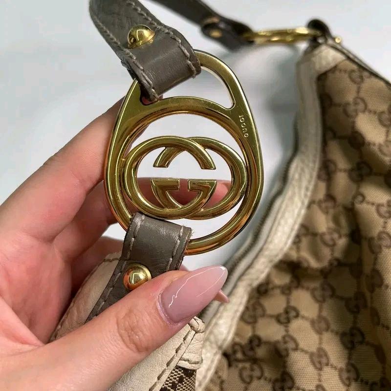 GUCCI GG Canvas Twins Large Hobo Beige Ivory 3