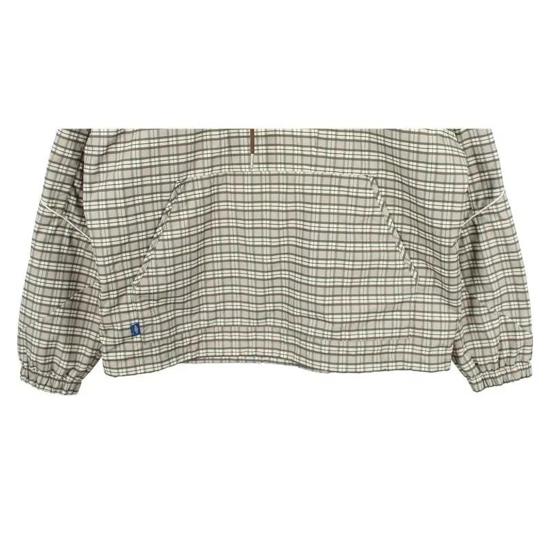 엄브로 (MEN - M) 폴리 미드 로고 체크 패턴 하프 집업 바람막이 4