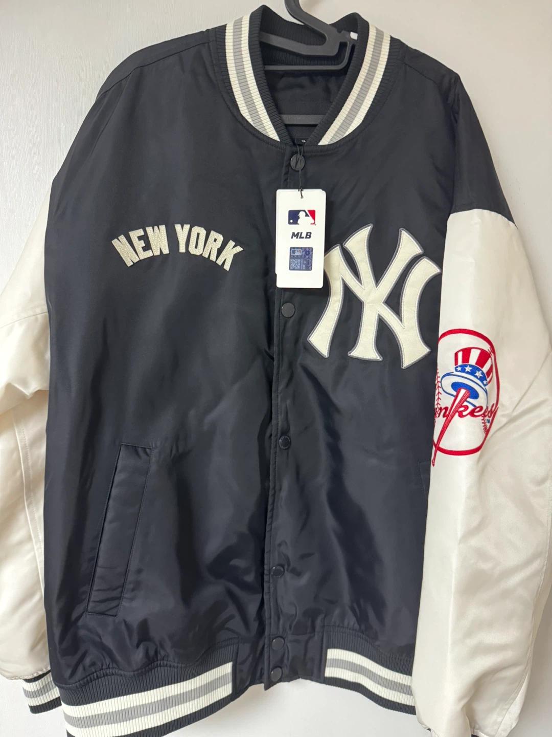 MLB[카리나 착용]시그니처 나일론 바시티자켓 NY (Black) XL 새상품 3