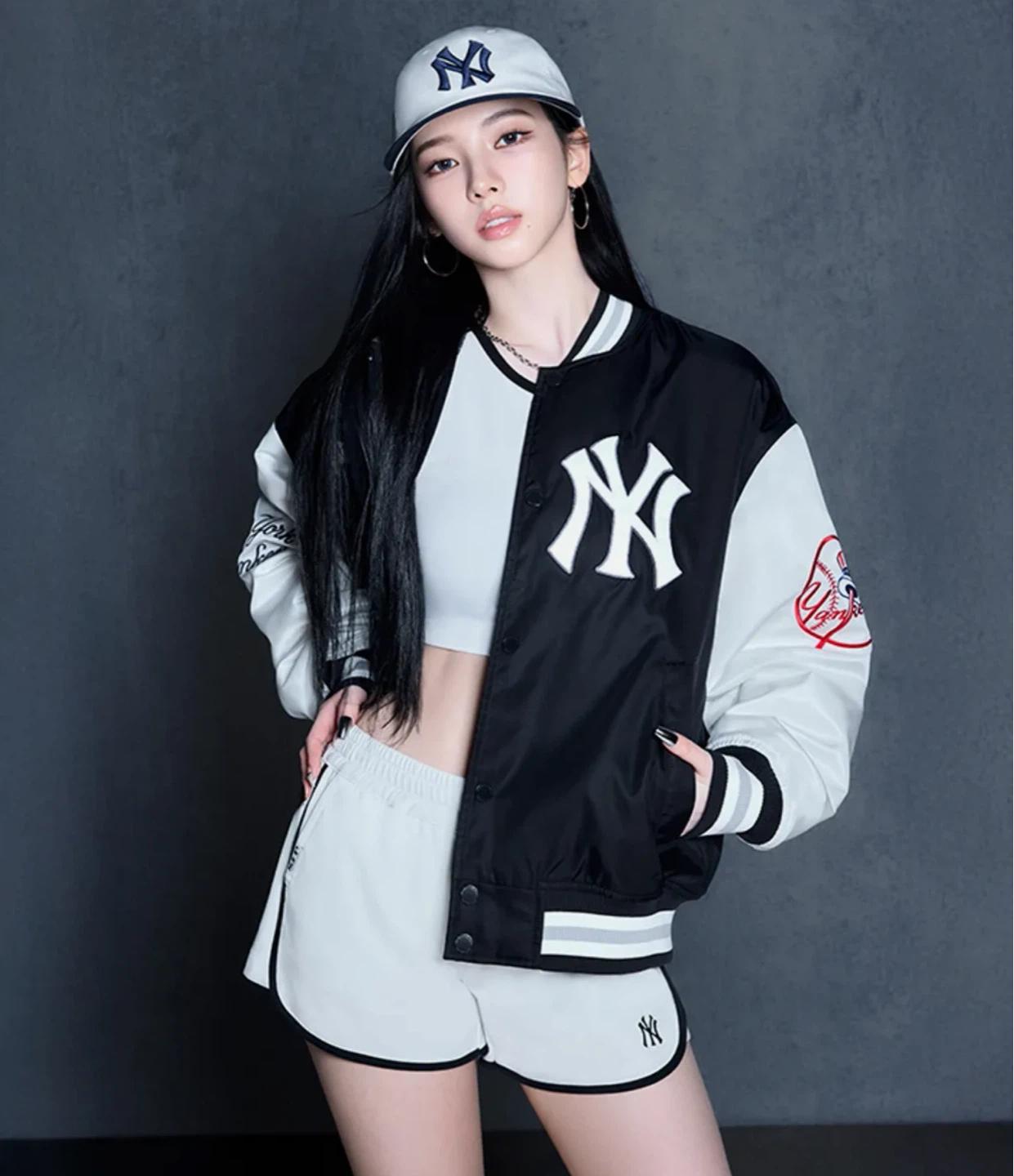 MLB[카리나 착용]시그니처 나일론 바시티자켓 NY (Black) XL 새상품 2