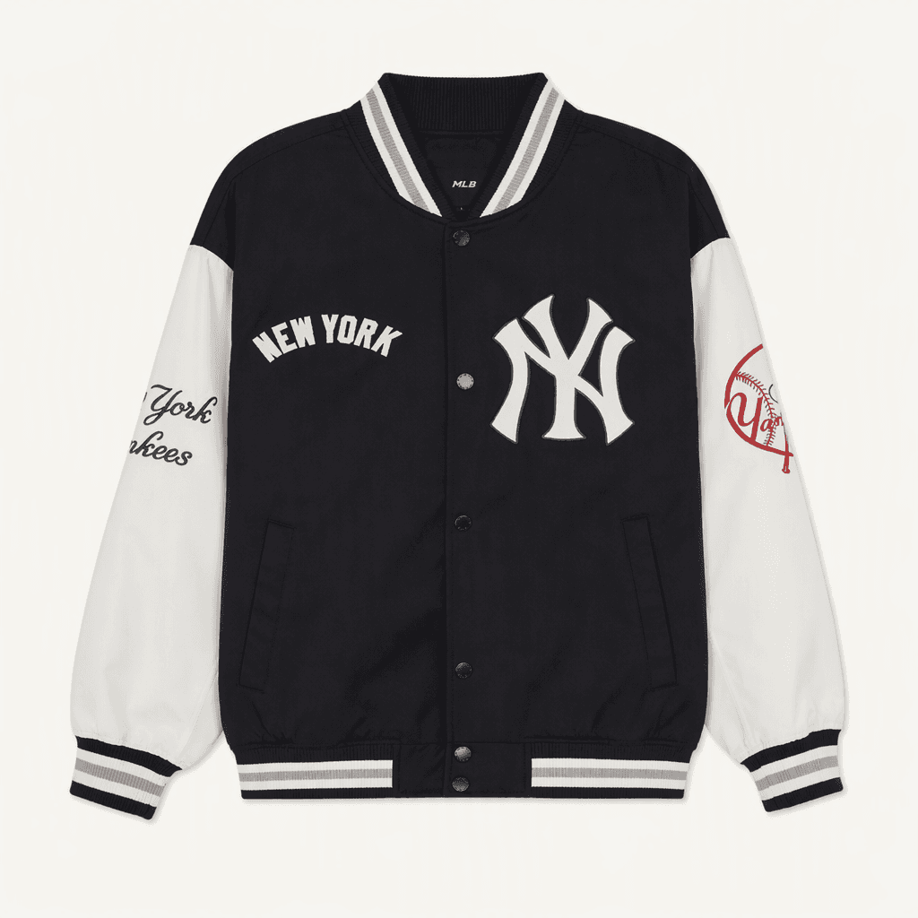 MLB[카리나 착용]시그니처 나일론 바시티자켓 NY (Black) XL 새상품