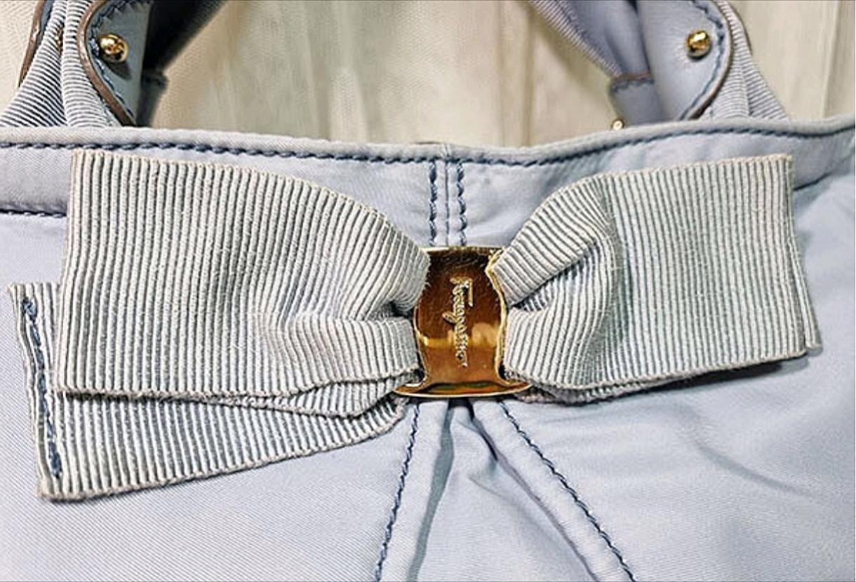 페라가모 바라 리본 나일론 토트백  5