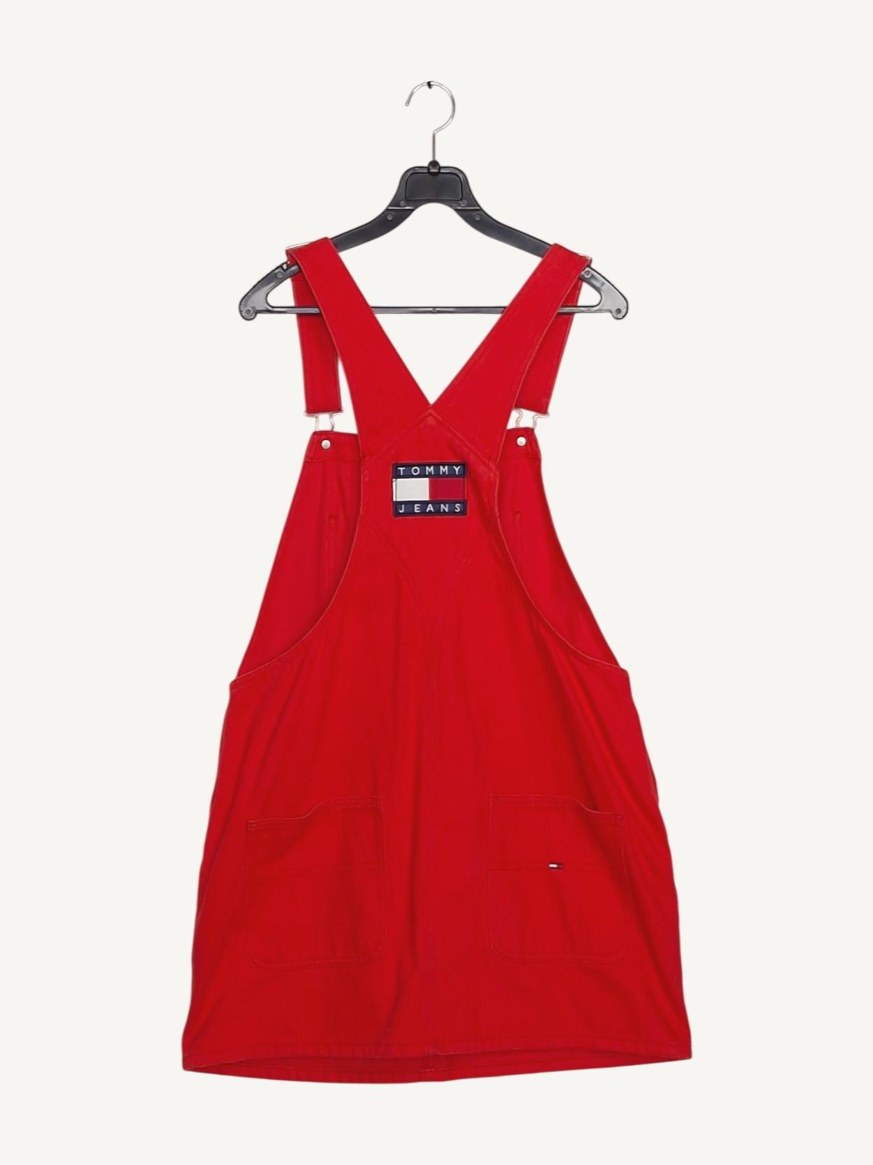 타미 진스 TOMMY JEANS 빨강 멜빵 원피스 M [A939] 2
