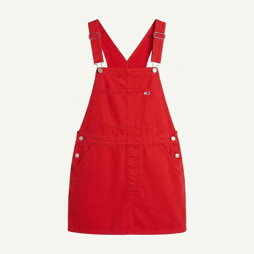 타미 진스 TOMMY JEANS 빨강 멜빵 원피스 M [A939]