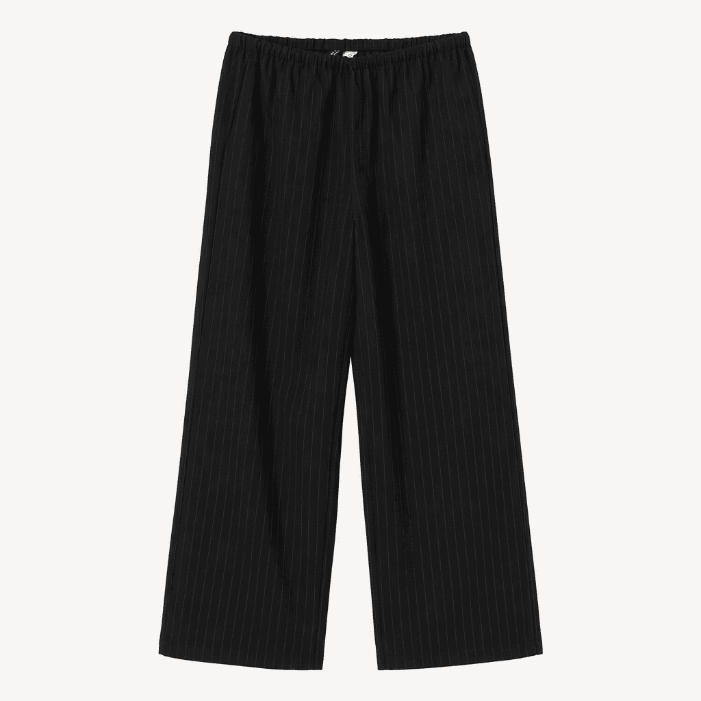 H&M 스트라이프 와이드 밴딩 팬츠 블랙