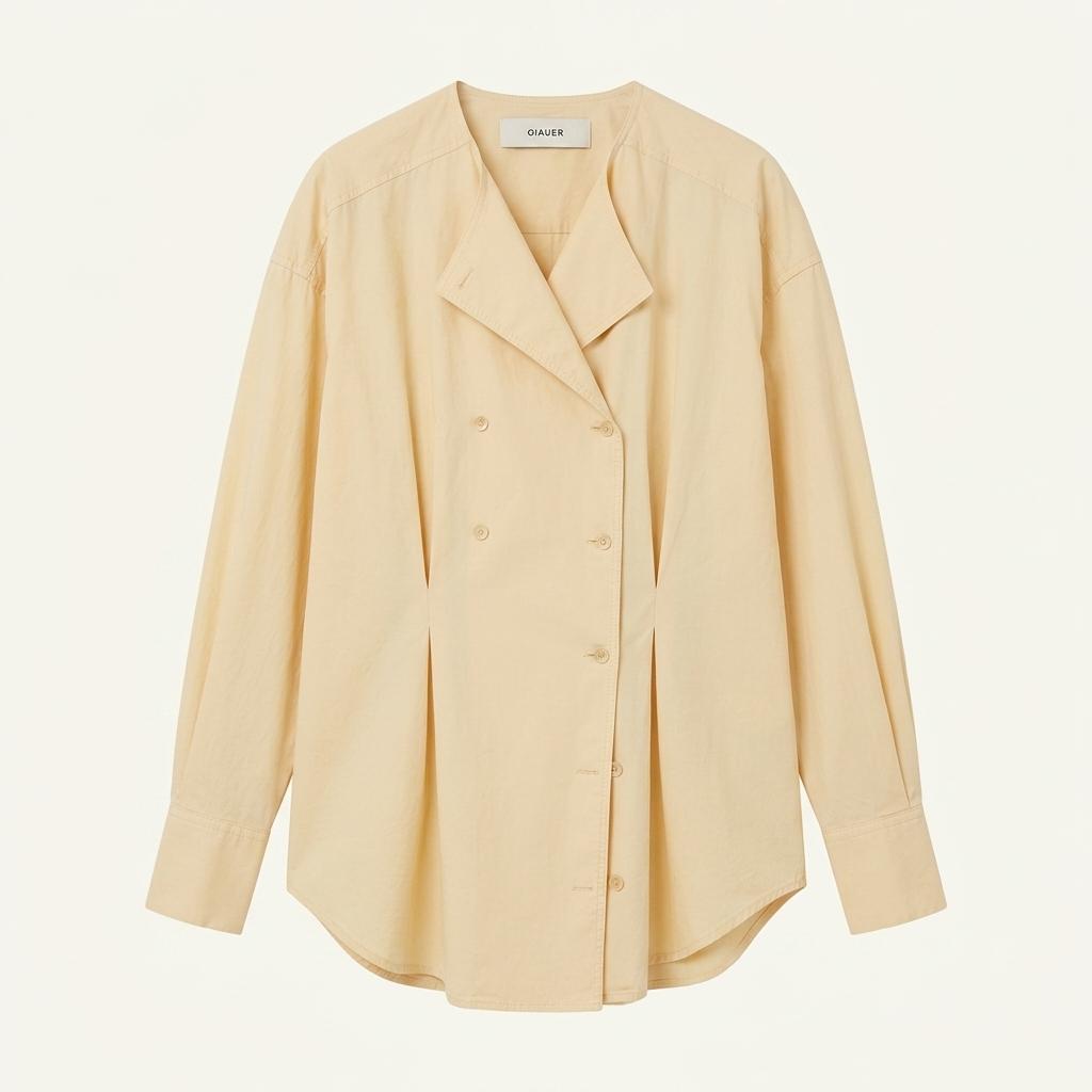 OIAUER TUCk Detail Shirt in Beige
