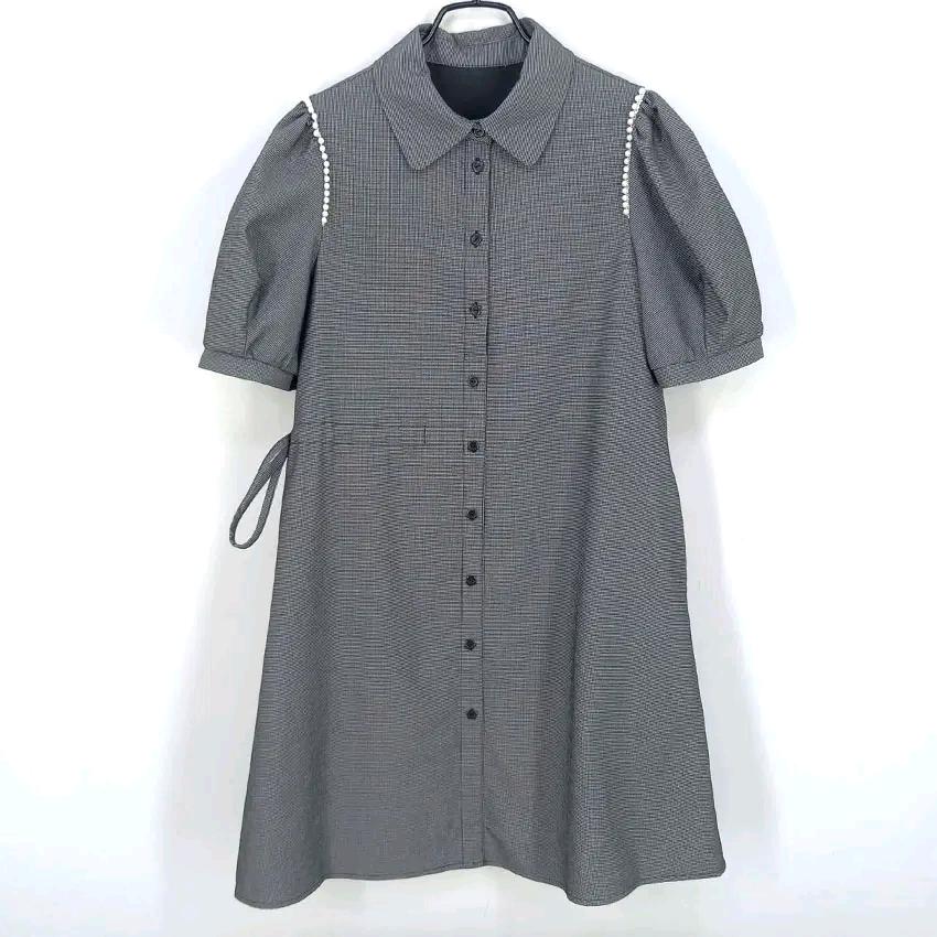 쿠오세 여성 춘하 진주 반팔미니원피스 그레이M (HU46846) 2